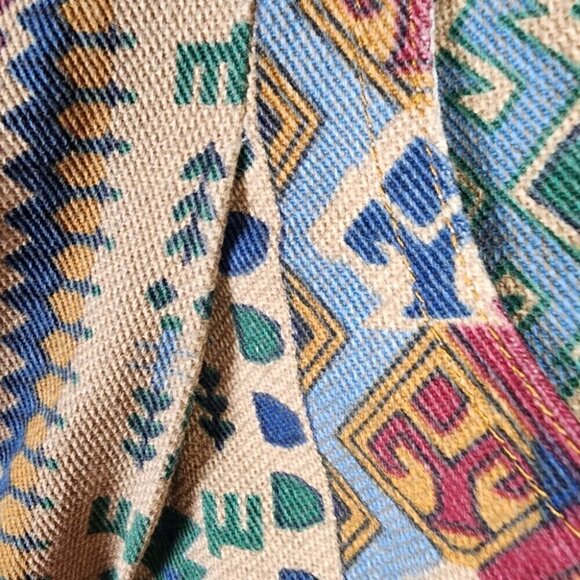 Vintage 80s High Waist Cotton Waliking Shorts Southwestern Pattern Size 12 - Picture 8 of 15